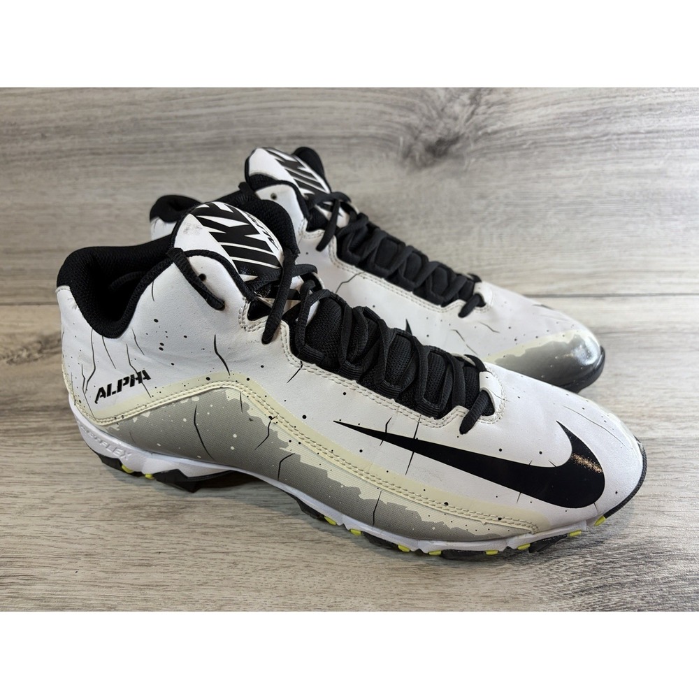 NIKE ALPHA SHARK 2 FOOTBALL CLEAT 719952-100 SHOES MEN SIZE 12 BLACK WHITE
